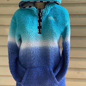 Justice girls Sherpa blue ombré hoodie sweater